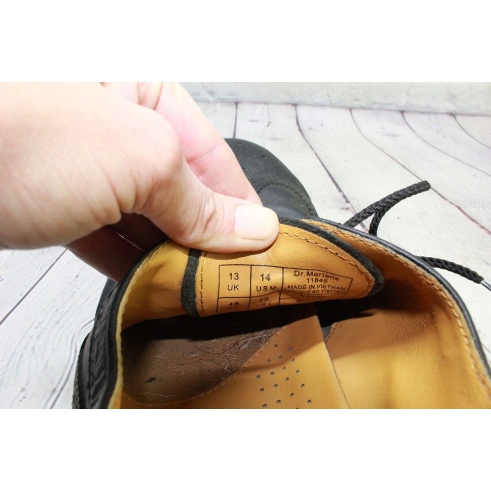 Dr Martens Brogue Black Leather Wingtips Lace up Oxford Shoes Size M 14 L 15 - Picture 7 of 9